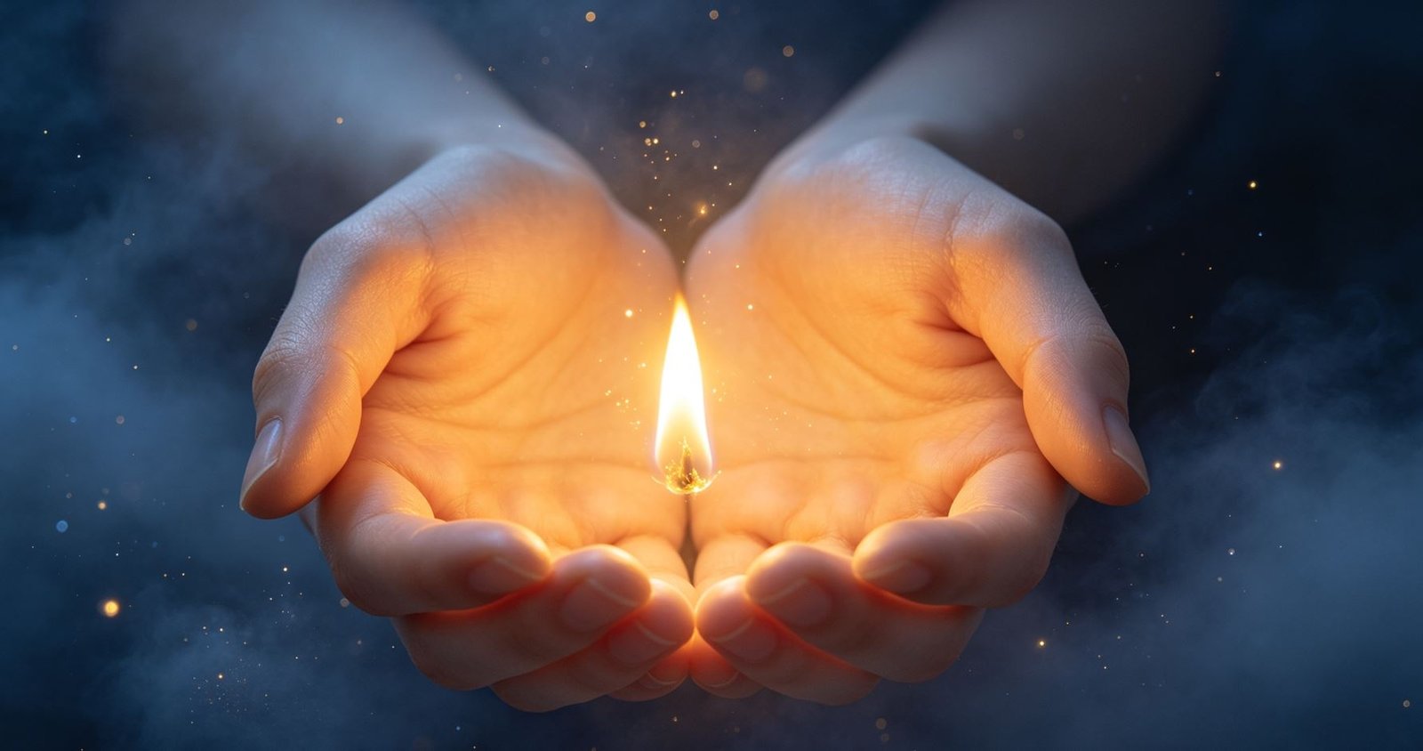 Hands cupping a flame